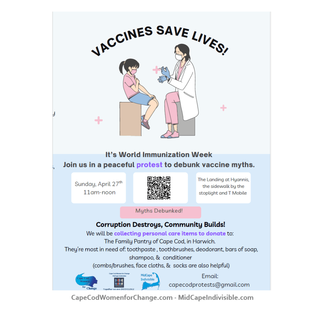 April 27 Protest Vaccines Save Lives! planned for World Immunization Week 11am-12noon